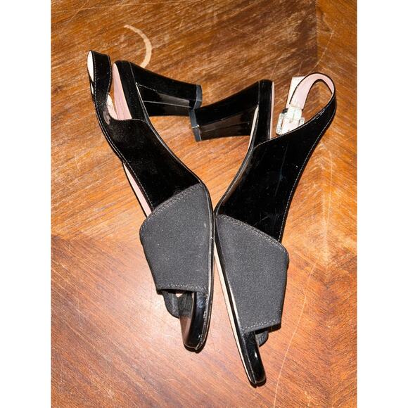 Taryn Rose  Fortula  Black  Patent Leather  Peep - Open Toe Sling back 3" Heels - Picture 4 of 9